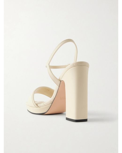 Gucci Natural Embellished Leather Platform Sandals