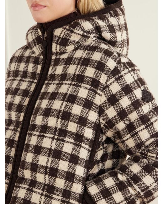 Moncler Black Abstraction Checked Wool-Blend Down Jacket