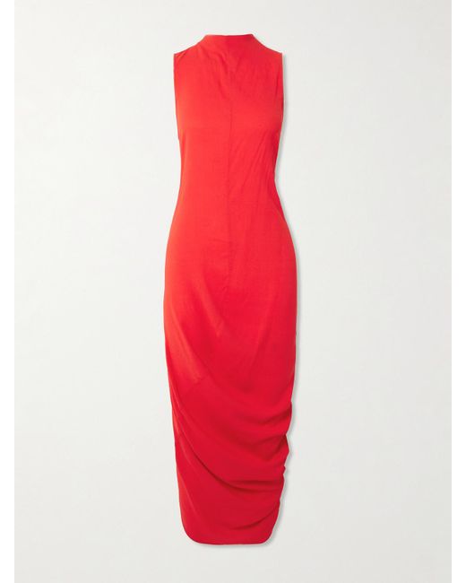 Jacquemus Red The J Asymmetrisches Kleid Aus Crêpe Mit Falten