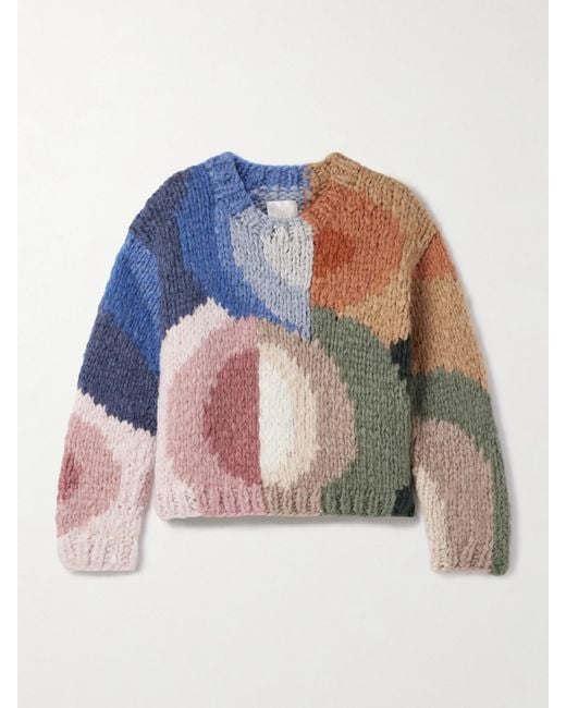 Suzie Kondi Blue Serafin Jooshi Color-Block Cashmere Sweater