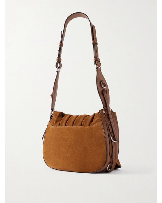 Isabel Marant Brown Bolton Tasseled Leather-Trimmed Suede Shoulder Bag