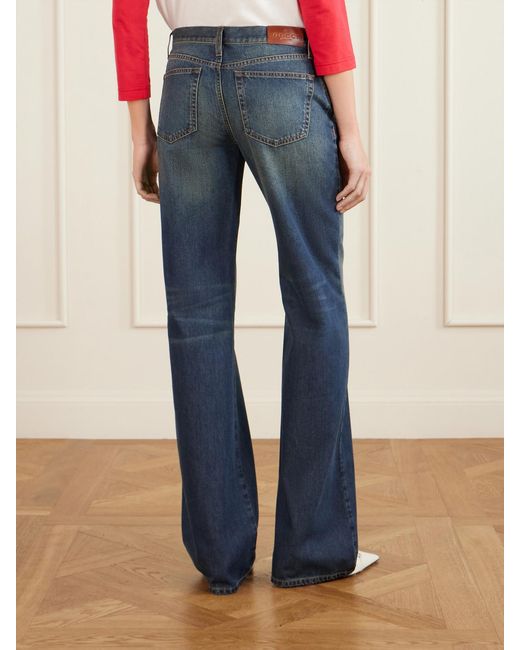 Gucci Blue Horsebit-Embellished Mid-Rise Wide-Leg Jeans