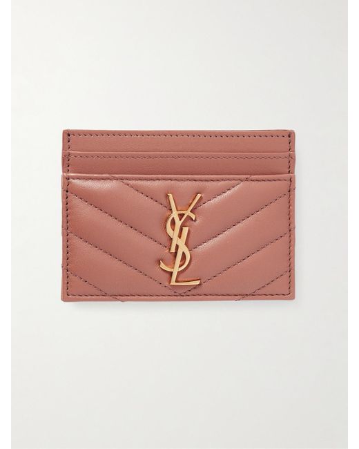 Saint Laurent Pink Cassandre Kartenetui Aus Matelassé-Leder