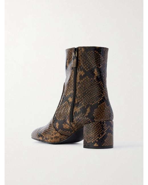 Stuart Weitzman Brown Maeve Ankle Boots Aus Leder Mit Schlangeneffekt