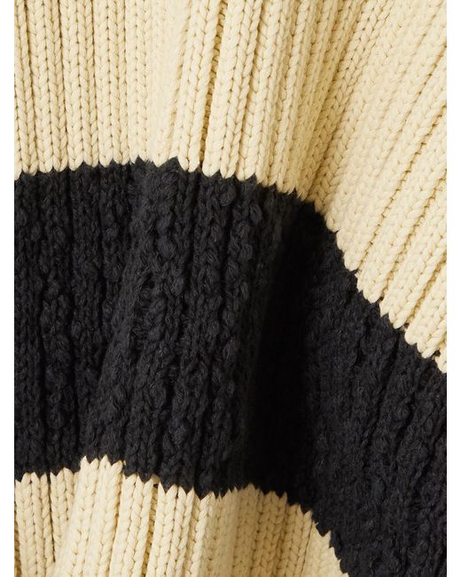 Moncler Genius White Belted Striped Ribbed Cotton-blend Poncho