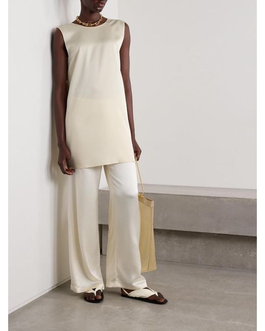 Leset Natural Barb Open-Back Satin Tunic