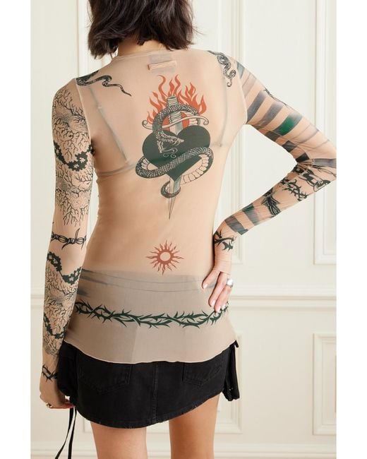 Jean Paul Gaultier Natural Knwls Printed Stretch-Jersey Top