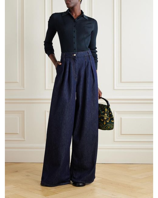Dries Van Noten Blue Ribbed-Knit Cardigan