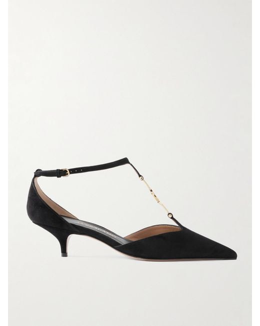 Ferragamo Black Traci Pumps Aus Veloursleder Mit Verzierung