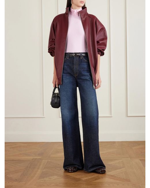 Courreges Pink Buckled Jersey Mockneck Bodysuit