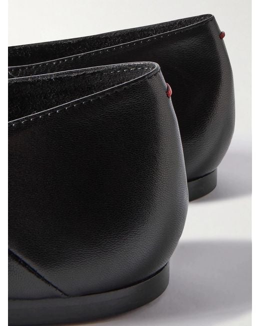 Aeyde Black Moa Leather Point-Toe Flats