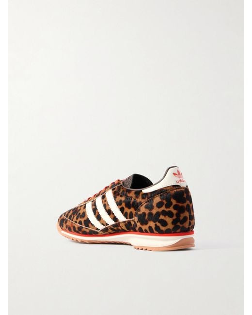 Adidas Originals Brown Sl 72 Og Leather-Trimmed Leopard-Print Pony Hair Sneakers