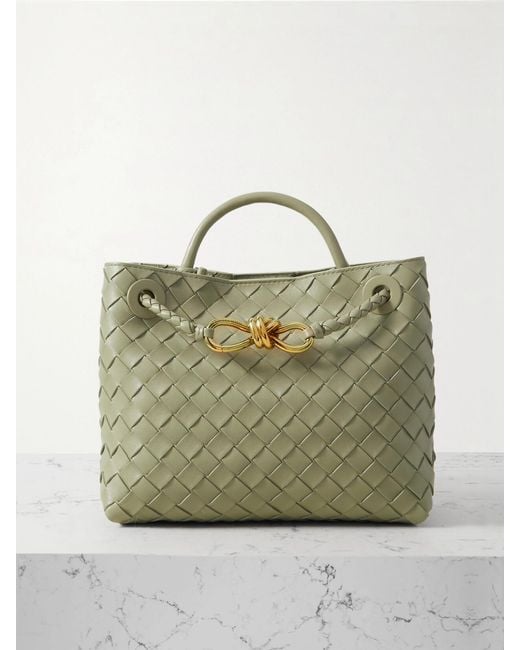 Bottega Veneta Green Andiamo Small Intrecciato Leather Tote