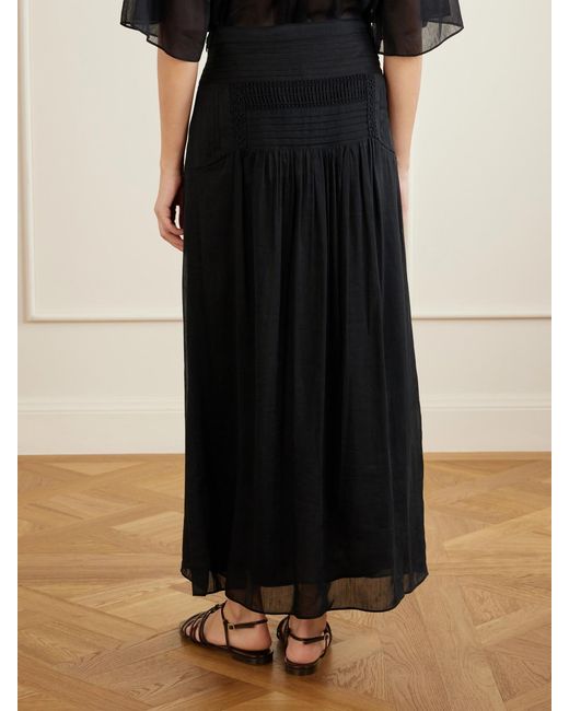 Isabel Marant Blue Pylka Embroidered Crepon Midi Skirt