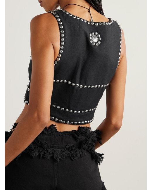 Alix Of Bohemia Black Mossie Studded Cotton Vest