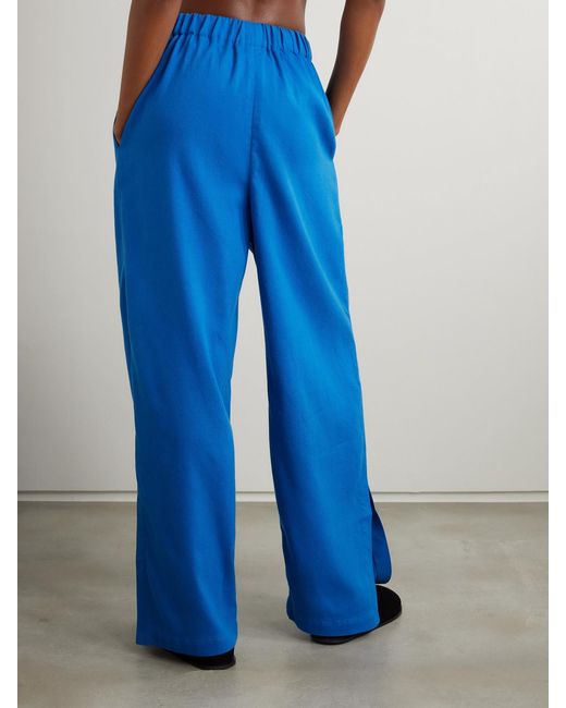 Marrakshi Life Blue Palazzo Cotton-Blend Wide-Leg Pants