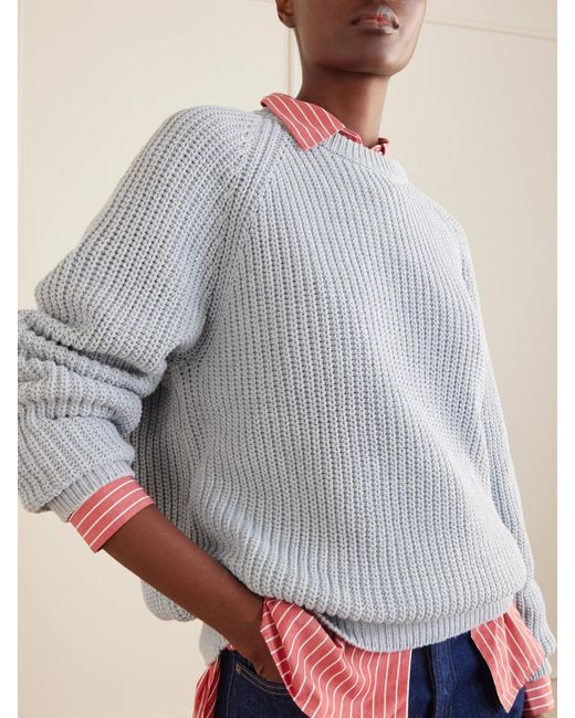 Aimé Leon Dore Blue Ribbed Cotton Sweater