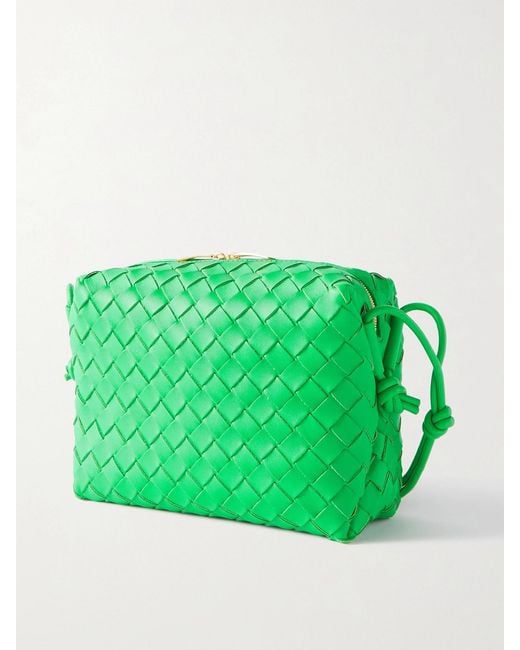 Bottega Veneta Green Loop Mini Intrecciato Leather Shoulder Bag