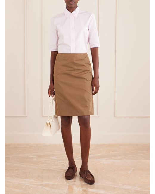 Jil Sander Brown Satin Midi Skirt