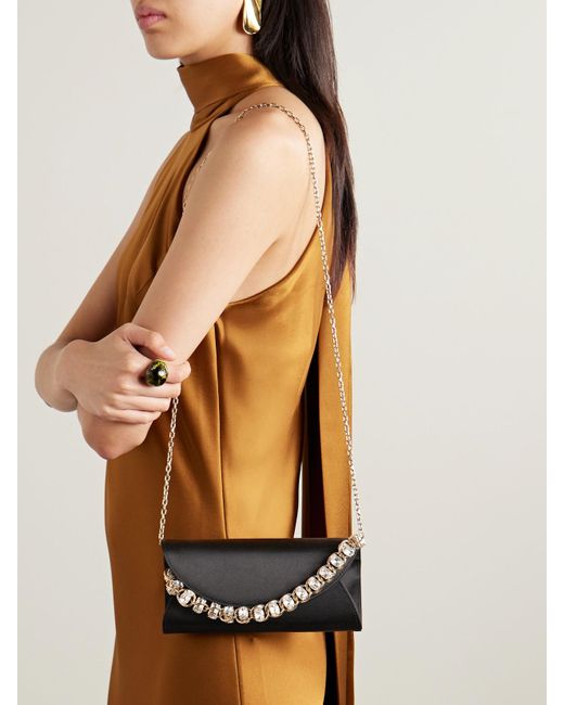 Judith Leiber Black Taylor Clutch Aus Satin Mit Kristallen