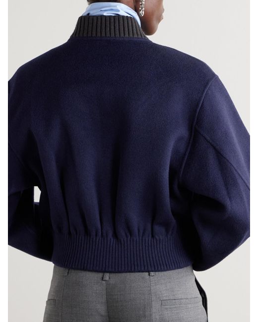 Tory Burch Blue Wool Bomber Jacket