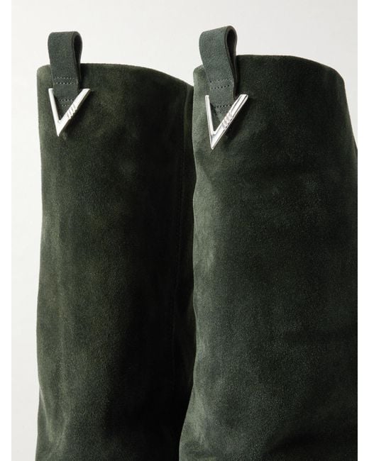 The Attico Black Robin Layered Suede Knee Boots