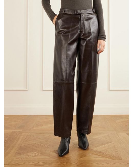 Arma Brown Palermo Leather Straight-Leg Pants