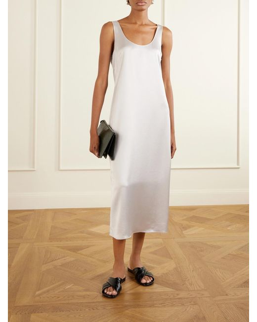 Leset White Barb Satin Midi Dress