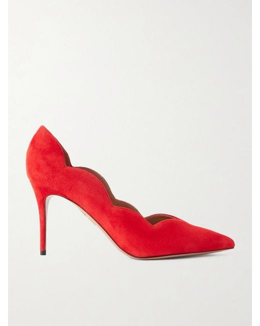 Aquazzura Red Petal 85 Suede Pumps