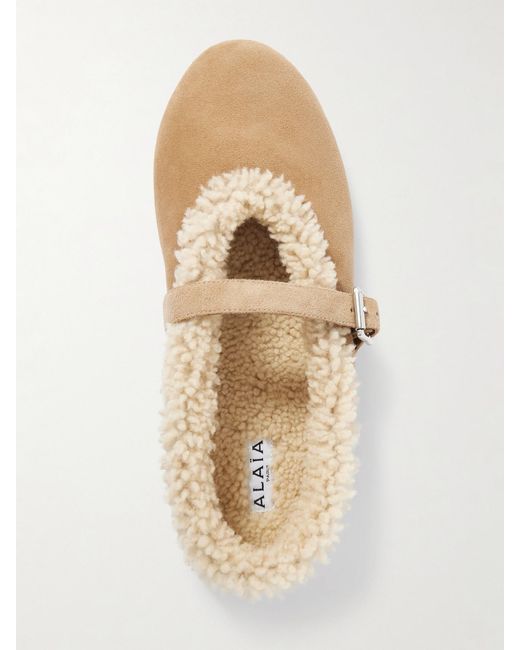 Alaïa Natural Shearling Ballet Flats