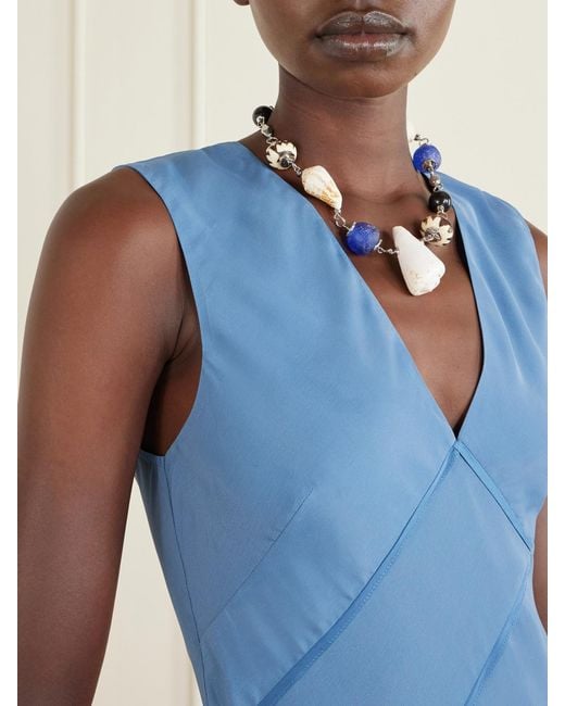 Tohum Design White Samsara Sterling And Seashell Beaded Necklace
