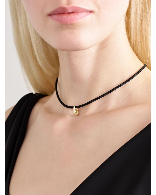 Mizuki Natural 14-Karat, Cord And Diamond Necklace
