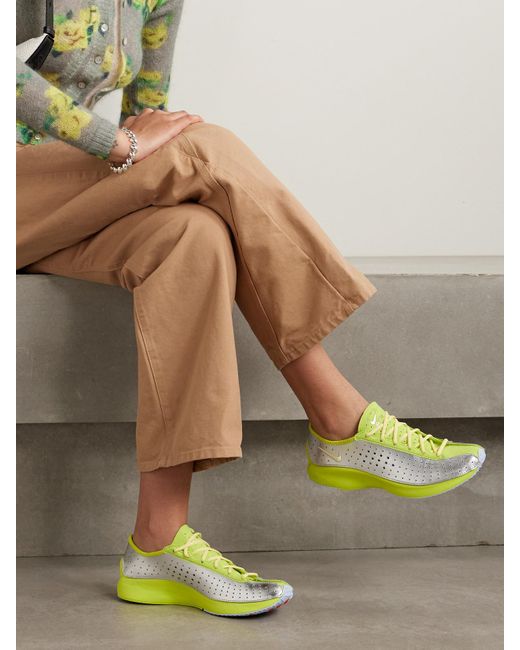 Nike Green Air Superfly Suede And Perforated Metallic Leather Sneakers