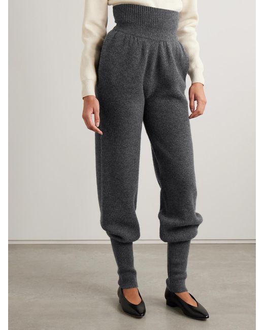 Altuzarra Gray Colvig Ribbed Merino Wool Tapered Pants