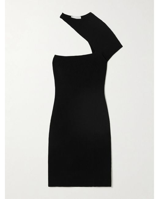 Isabel Marant Black Orka Asymmetric Cutout Stretch-Knit Mini Dress