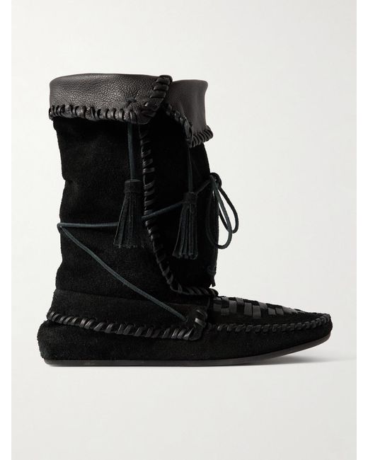 Isabel Marant Black Winki Tasseled Whipstitched Suede Boots
