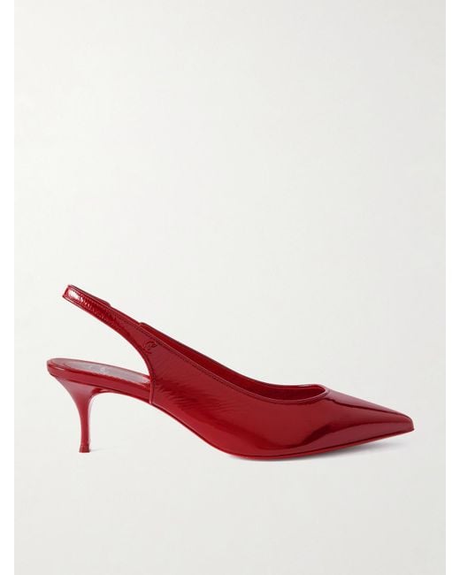 Christian Louboutin Red Sporty Kate 55 Slingback-Pumps Aus Lackleder