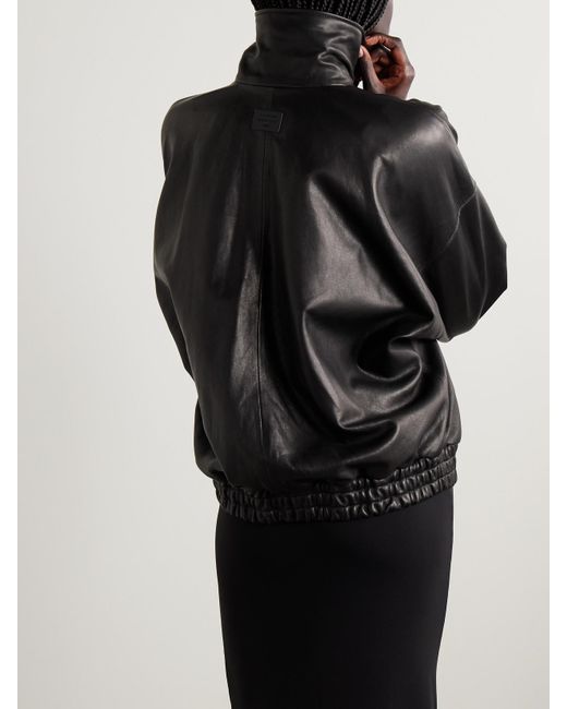 Acne Black Leather Bomber Jacket