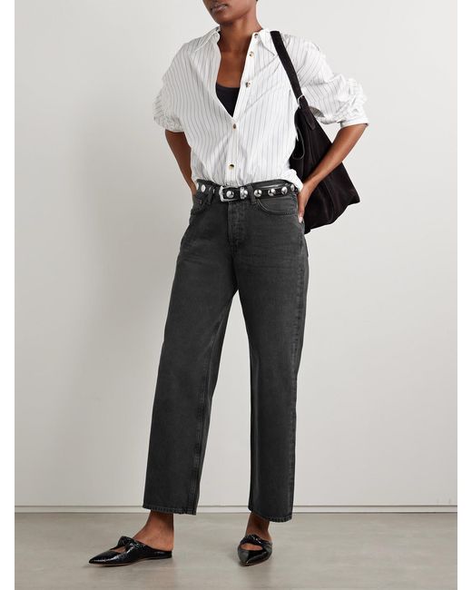 Agolde Black V-Waist Baggy Mid-Rise Straight-Leg Jeans