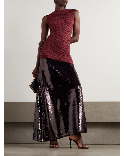 ‎Dima Ayad Purple Sequined Lace Gown