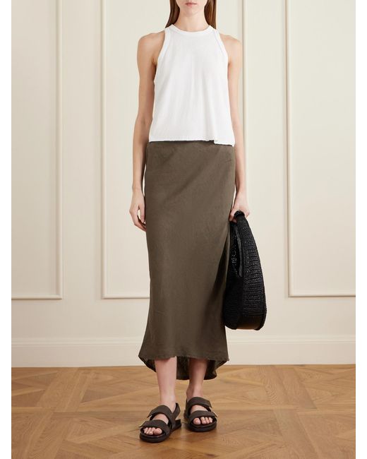 James Perse Gray Linen Midi Skirt