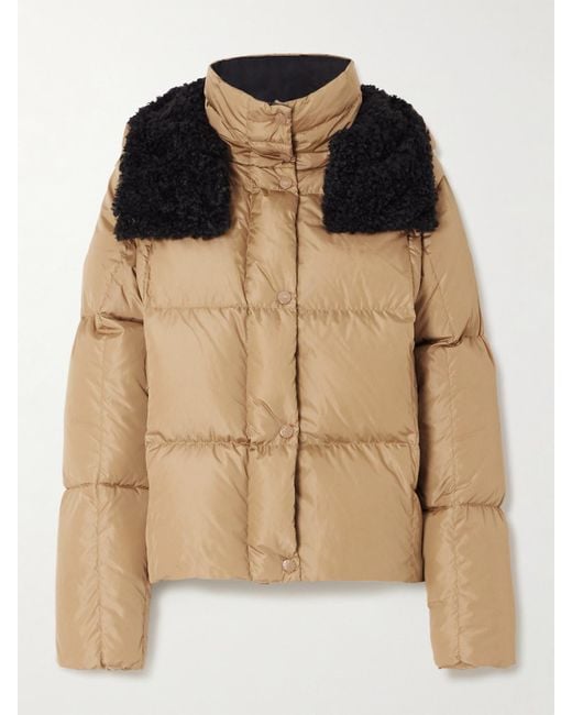 Moncler Brown Castelnou Appliquéd Hooded Fleece-Trimmed Shell Down Jacket