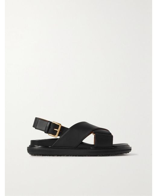 Marni Black Fussbett Leather Slingback Sandals