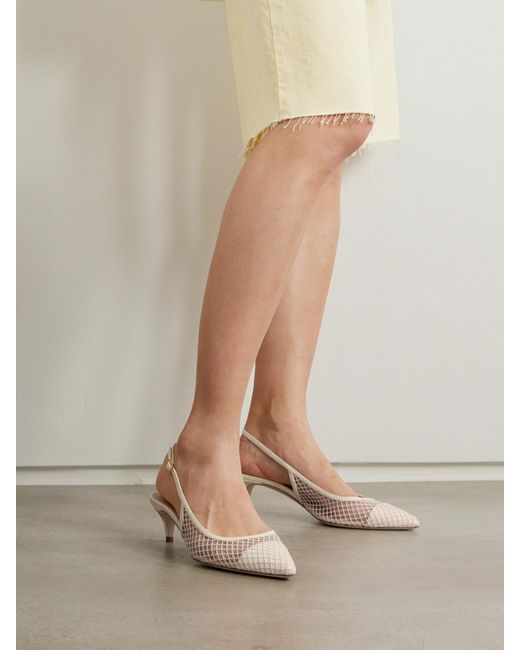 JENNIFER CHAMANDI Natural Edoardo Slingback-Pumps Aus Leder Und Mesh