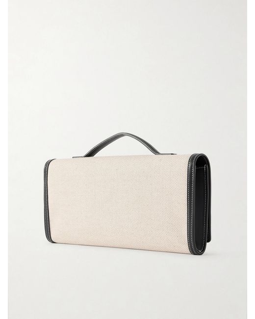 Roger Vivier White Belle Vivier Buckled Canvas Clutch