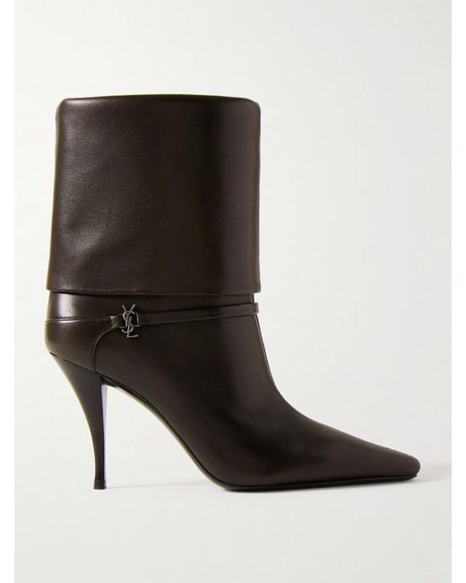 Saint Laurent Black Niki Ankle Boots Aus Leder Mit Logodetail