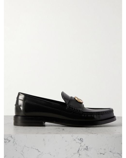Gucci Black Marmont Logo-Embellished Leather Loafers