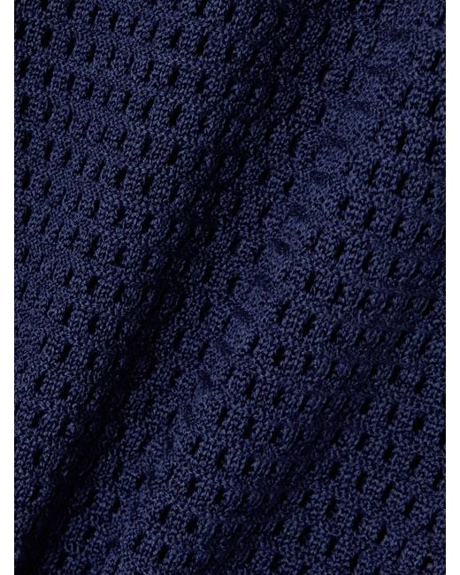 Eres Blue Bayadere Goeland Open-Knit Cotton-Blend Wide-Leg Pants