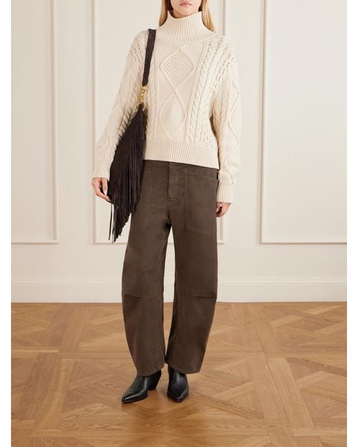 Nili Lotan Brown Shon Cotton-Blend Twill Tapered Pants