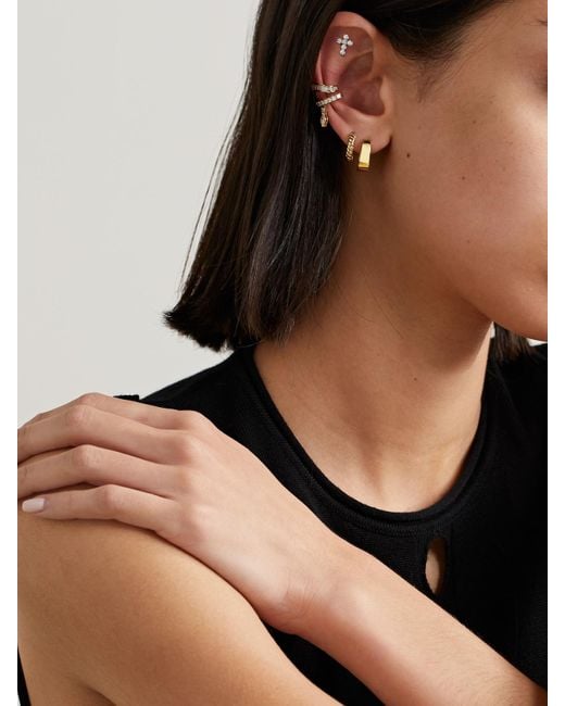 Anita Ko Natural Small Meryl 18-Karat Hoop Earrings